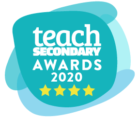 Badge highlighting Satchel's 2020 win in the School Business Category at the Teach Secondary Awards.